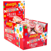 Smarties front box showing 24-count Mega double lollipops and bright packaging