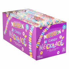 Smarties front packaging showing 24-count box and colorful necklaces for easy gifting