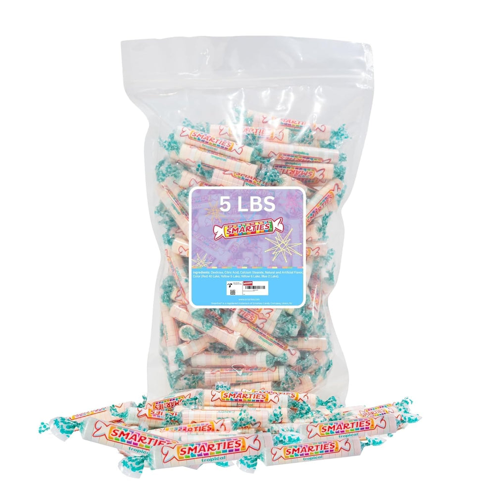 Smarties front packaging showing the tropical candy bag and branding benefit of bulk supply