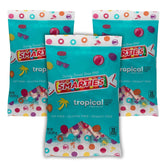 Smarties front packaging showing tropical 3-pack and clear branding benefit: trusted treat