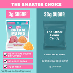 SmartSweets strawberry and peach foam candies displayed for bright fruity flavor