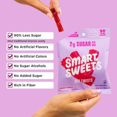 SmartSweets bag next to a coin showing 1.8oz serving size for portion control