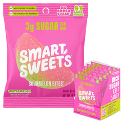 SmartSweets sourmelon front packaging showing branding and low sugar benefit