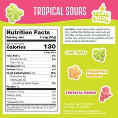 SmartSweets bag opened with gummies spilling, easy portion benefit