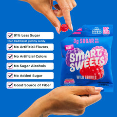 Close-up of SmartSweets gummy texture highlighting tender chew benefit