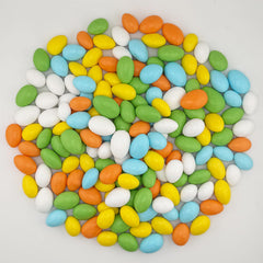 Smarty Stop Jordan almonds in a glass bowl as a colorful party display for guests