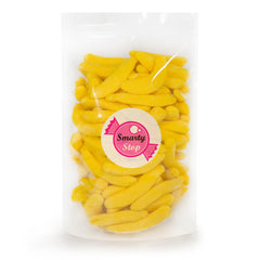 Smarty Stop single banana gummi shows playful shape and easy bite size