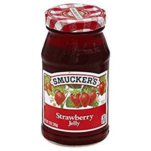 Smucker's front-pack view showing three 12 oz jars and label benefit