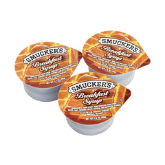 Smucker's syrup close-up texture in tub showing rich color and easy pour