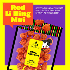 Snack Hawaii close-up of li hing powder on plum surface highlighting chewy texture and bold taste