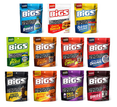 Snack Peak Big’s front packaging showing all eleven flavored pouches and gift box benefit of variety