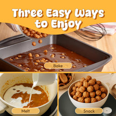 Snackathon caramel bits melting in bowl, showing creamy drip benefit