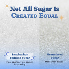Snackathon close-up of large white crystals showing sparkle and crunch