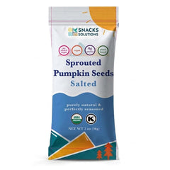 SNACKS SOLUTIONS back label and nutrition facts highlighting organic ingredients and clarity