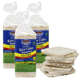 SNACKTERY front packaging showing unsalted whole grain rice cakes, clean ingredient benefit