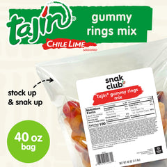 Snak Club close-up of Tajín chili-lime coating, highlights zesty texture and flavor