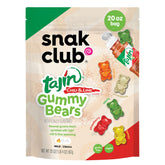 Snak Club front packaging showing 20 oz resealable bag and seasoning benefit