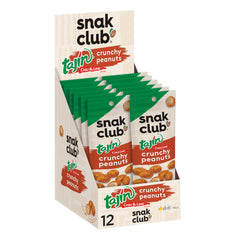 Snak Club front packaging showing Tajin peanuts and tangy appeal