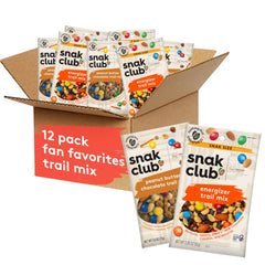 Snak Club front packaging showing 12-count variety pack convenience