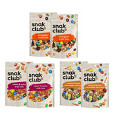 Snak Club front packaging showing variety pack and labels for quick selection benefit
