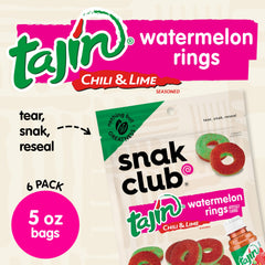 Snak Club open pouch with watermelon rings ready to snack, great portability