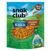 Snak Club front of bag showing Hidden Valley Ranch flavor and resealable pouch benefit