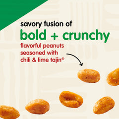 Snak Club hand holding an open peanut bag for on-the-go snacking convenience