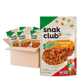 Snak Club front packaging showing resealable 4 oz bag and bold tajín flavor benefits