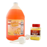 Snappy front packaging showing oil jug salt and pump for easy serving and flavor
