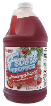SNAPPY Frosti Tropics jug front view showing strawberry daiquiri label and easy-pour cap