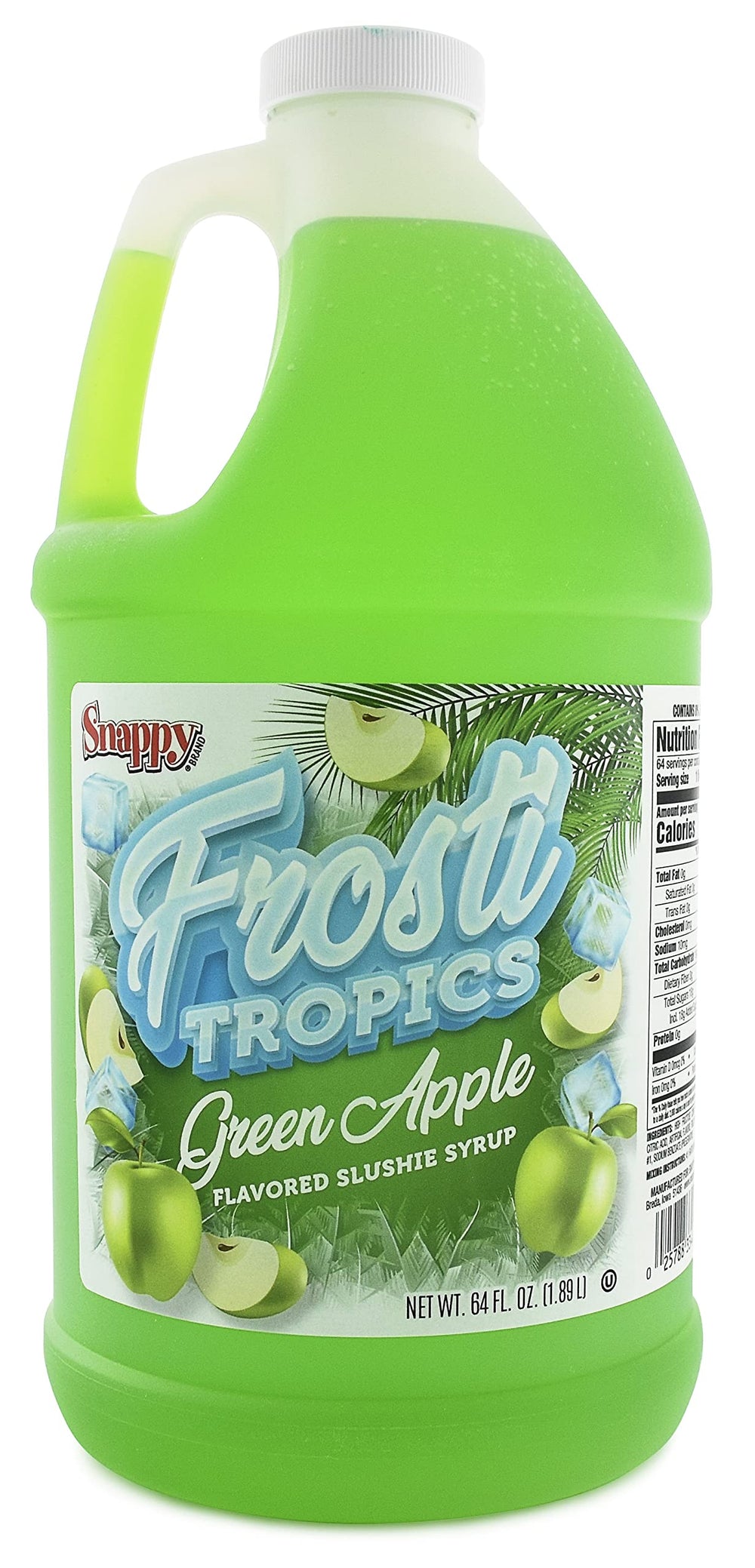 SNAPPY bottle front label showing green apple flavor and clear instructions for easy use