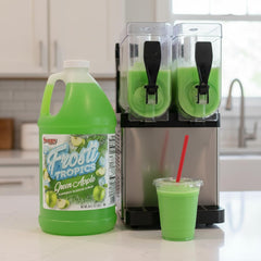 SNAPPY half-gallon jug beside measuring cup illustrating mix ratio and portion control