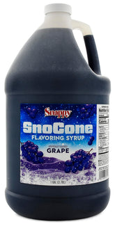 SNAPPY 1-gallon grape syrup front label showing product and volume for clear identification