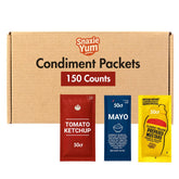 SNAXIE YUM front packaging showing 150-count condiment variety and convenience