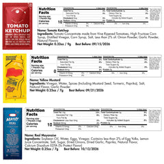 SNAXIE YUM ketchup packet close-up highlighting easy single-serve use