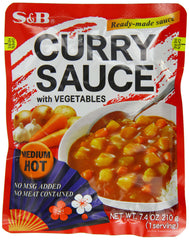 S&B front packaging showing pouch and label, easy-to-heat convenience