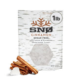 SNØ front packaging showing 1 lb bag and cinnamon branding for clean sweet option