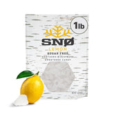 SNØ front of bag showing lemon xylitol chips and clean ingredient benefit