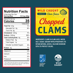Snow's close-up of chopped clam pieces showing texture and fresh appearance