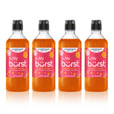 sodastream Bubly Burst front packaging showing four peach mango bottles and product benefits