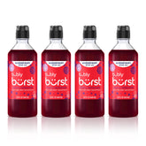 sodastream Bubly Burst cherry lemonade front packaging showing four bottles and branding benefits