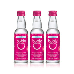 sodastream bubly Drops raspberry front packaging showing three bottles and benefits