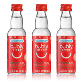 SodaStream front packaging of bubly Drops Strawberry showing three small bottles and quantity benefit