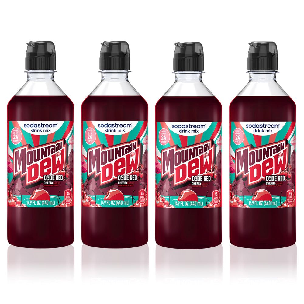 sodastream Code Red front packaging showing four bottles and clear benefit of variety