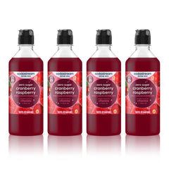 sodastream front packaging showing four cranberry raspberry bottles and value pack benefit