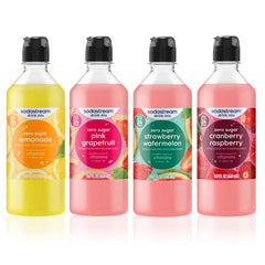 sodastream front packaging showing four 440ml bottles and overall variety
