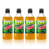 sodastream bottle front packaging showing four-pack and flavor benefits