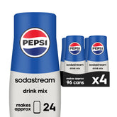sodastream front packaging showing four Pepsi mix bottles and pack benefits