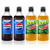 sodastream front packaging showing Pepsi and MTN Dew bottles and variety benefits