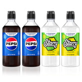 sodastream Pepsi and Starry front pack shows four bottles and brand benefits